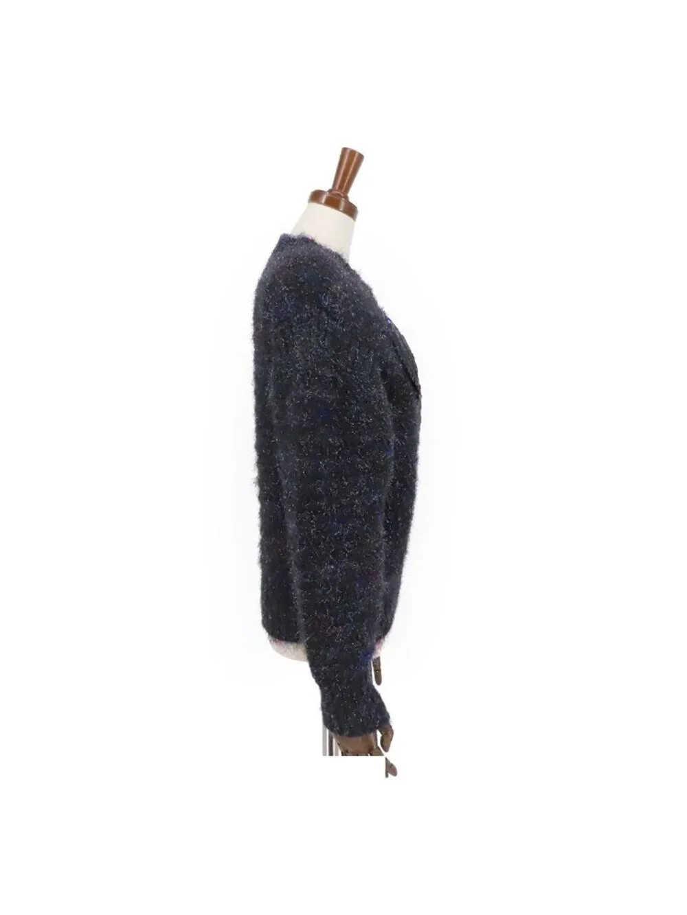 Chanel Coco Buttons Amethyst Cashmere Nylon Karl Lagerfeld 12K Sweater 34